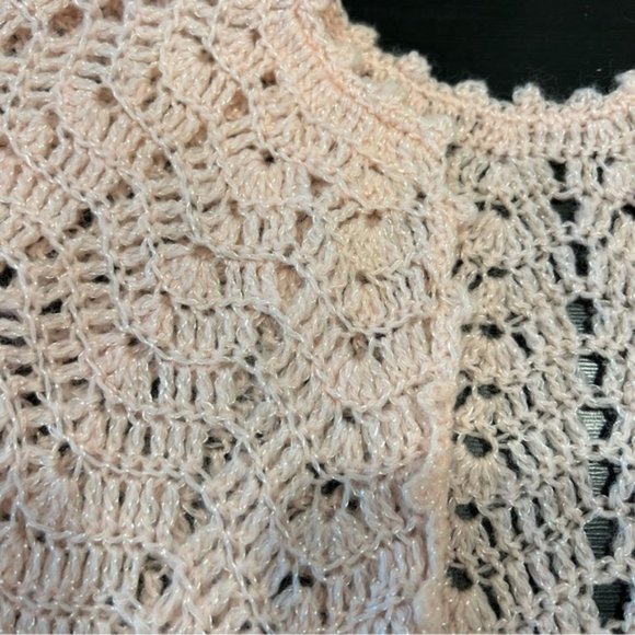 ☀️ 3/$15 Vintage Handmade Knit Pink Baby Sweater - Picture 2 of 2